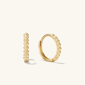 MEJURI Beaded Huggie Hoops Yellow GOLD 14k pair